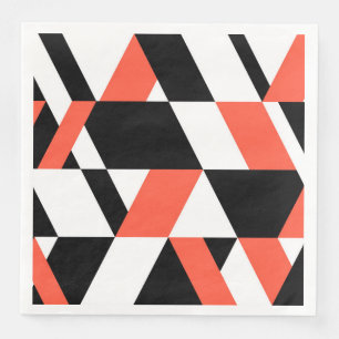 Red-black, modern, trendy, urban geometric design napkin