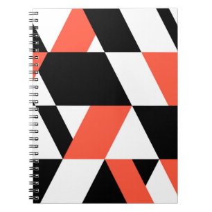 Red-black, modern, trendy, urban geometric design notebook