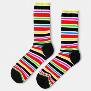 Red Black Multi-coloured Colours Stripes Socks
