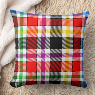 Red Black Multicolour Flannel Plaid Tartan Design Cushion