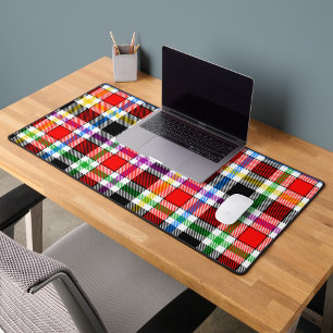 Red Black Multicolour Flannel Plaid Tartan Design Desk Mat