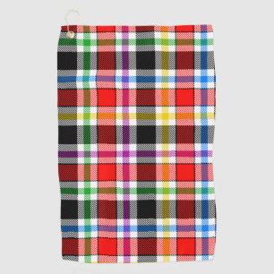 Red Black Multicolour Flannel Plaid Tartan Design Golf Towel