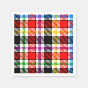 Red Black Multicolour Flannel Plaid Tartan Design Napkin