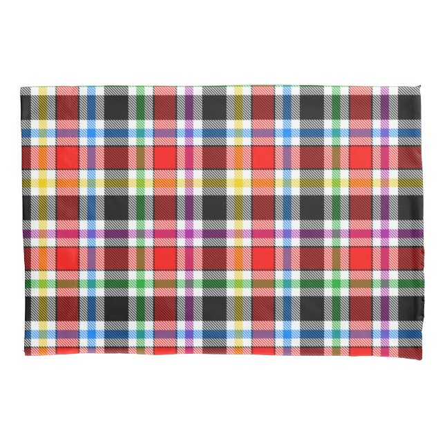 Red Black Multicolour Flannel Plaid Tartan Design Pillowcase (Front)