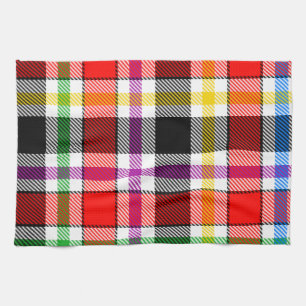 Red Black Multicolour Flannel Plaid Tartan Design Tea Towel