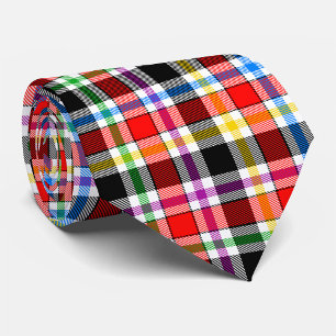 Red Black Multicolour Flannel Plaid Tartan Design Tie