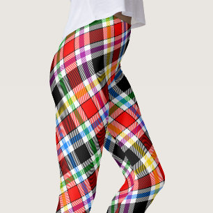Red Black Multicolour Flannel Plaid Tartan Leggings