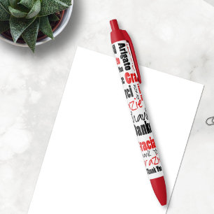 Red Black Multilingual Thank You Typography Black Ink Pen