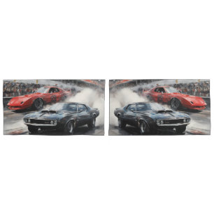 Red & Black Muscle cars Pillowcase