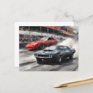Red & Black Muscle cars  Postcard