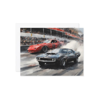Red & Black Muscle cars Postcard