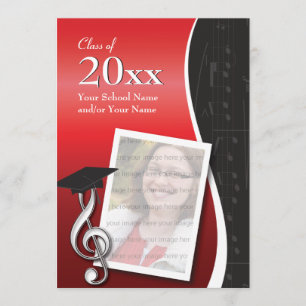 Red & Black Music Graduation Invitation
