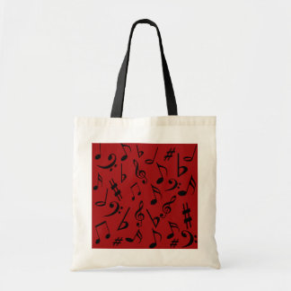 Red Black Music Notes Bag