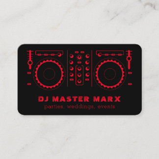Red Black Music Turntable Disc Jockey DJ Business Card