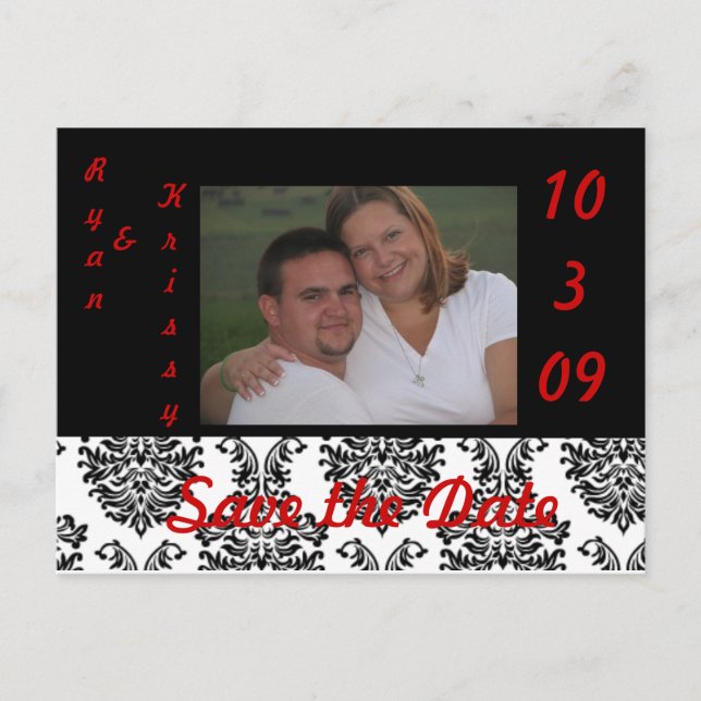 Red, Black n White Announcement Postcard (Front)