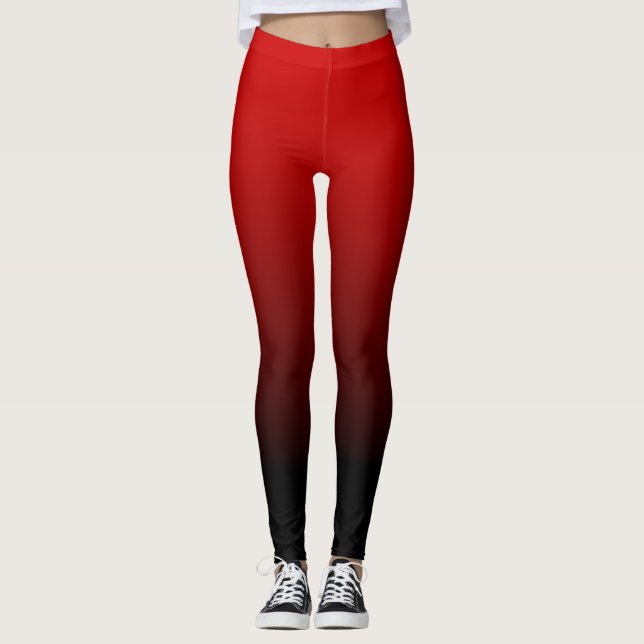 Red Black Ombre Leggings (Front)
