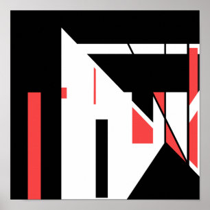 Red Black on White MCM-like Geometric Design Poste Poster