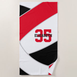red black or ANY colours personalised volleyball Beach Towel