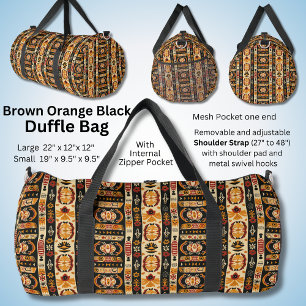 Red Black Orange Brown Abstract Geometric Duffle Bag
