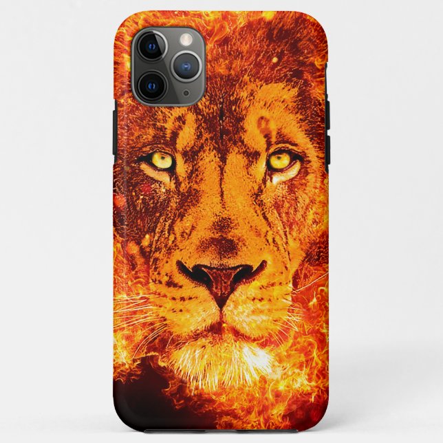 Red Black Orange Flaming Lion Face Case-Mate iPhone Case (Back)
