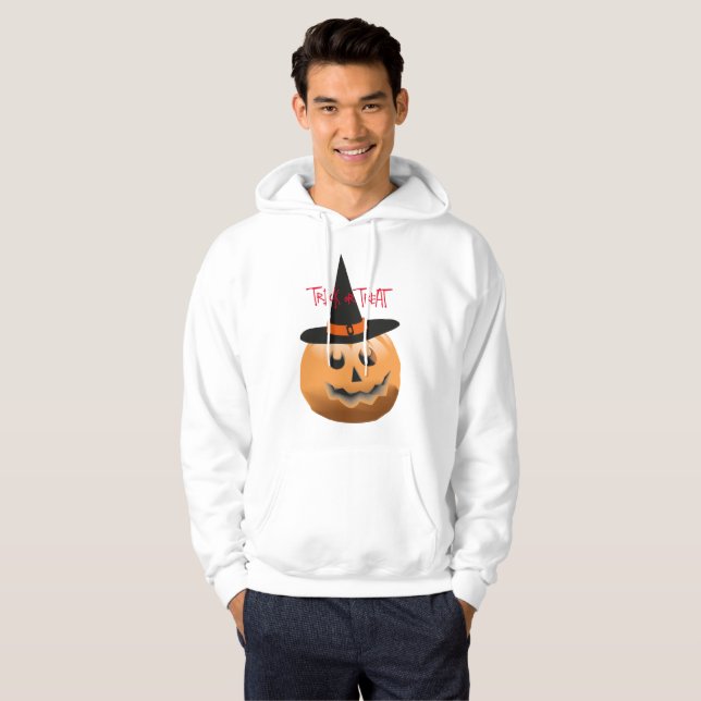 red black orange, pumpkin witch halloween hoodie (Front Full)