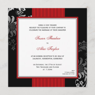 Red & Black Ornate Pattern Wedding Invitation