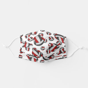 red black + other team colours volleyballs pattern cloth face mask