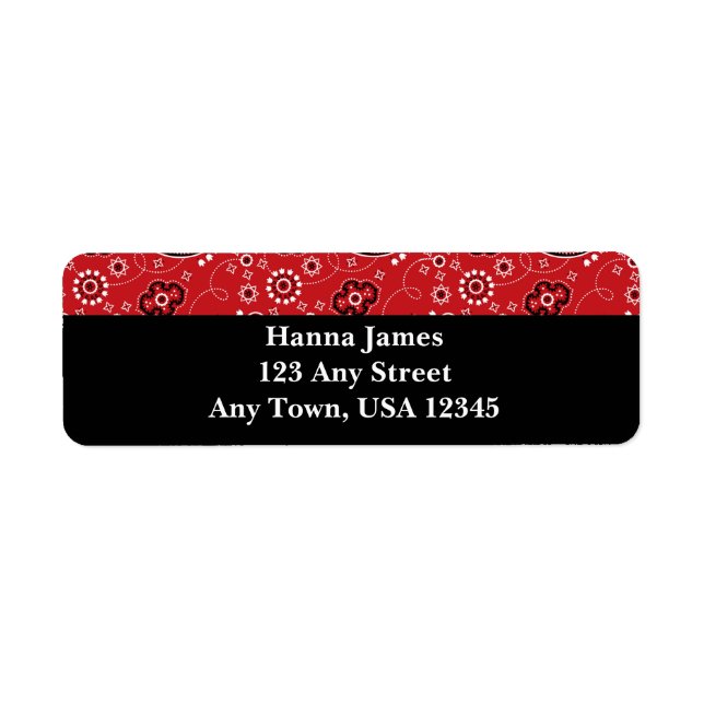 Red Black Paisley Bandanna Print Personalised (Front)