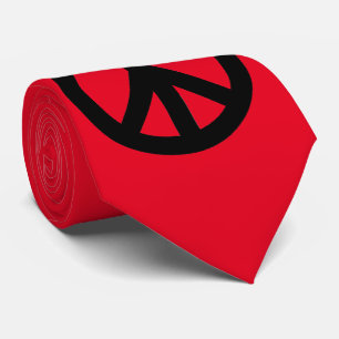 Red Black Peace Sign Symbol Pop Art Tie