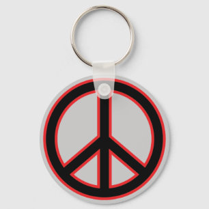 Red & Black Peace Symbol Key Ring