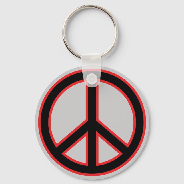 Red & Black Peace Symbol Key Ring (Front)