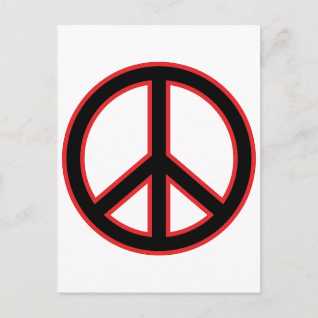 Red & Black Peace Symbol Postcard (Front)