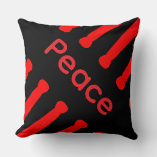 Red Black Peace Throw Pillow