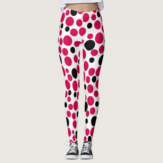 red black peas retro on white background leggings (Front)