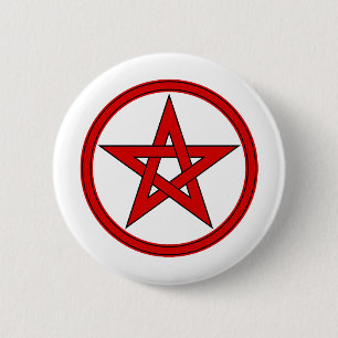 Red & Black Pentacle 6 Cm Round Badge