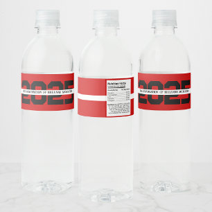 Red & Black Personalised Graduation Water Bottle Label