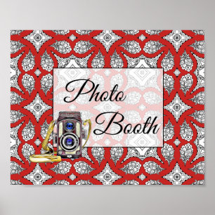 Red, Black  Photo Booth Wedding Sign Poster