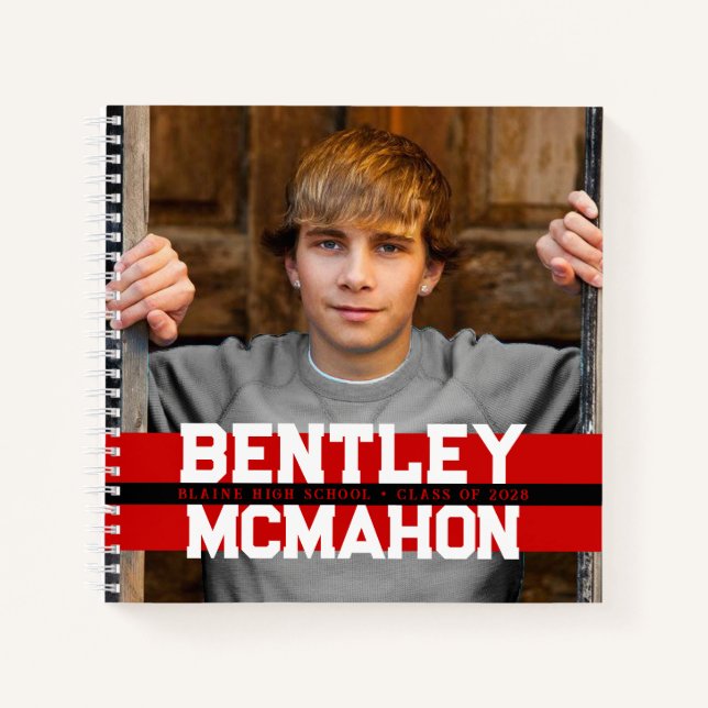 Red & Black Photo Graduation Guestbook Notebook (Front)