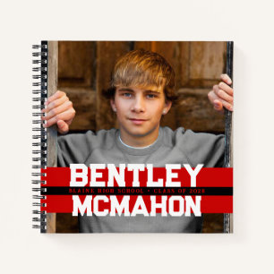 Red & Black Photo Graduation Guestbook Notebook