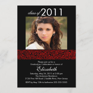 Red & Black Photo Graduation Invitation