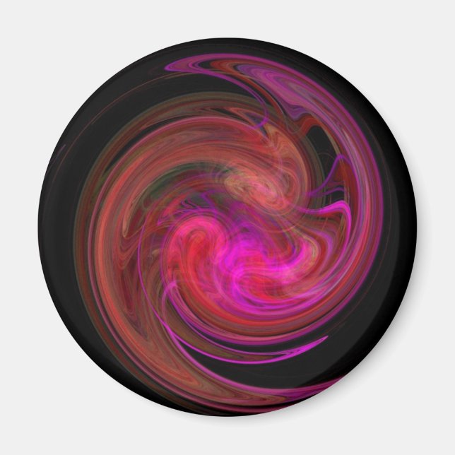 RED BLACK  PINK LIGHT VORTEX,Fractal Art Magnet (Front)