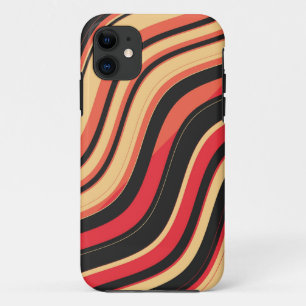 Red Black Pink Wavy Stripes Pattern iPhone 11 Case