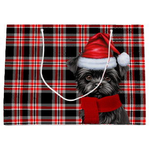 Red Black Plaid Affenpinscher Dog Lover Holiday Large Gift Bag