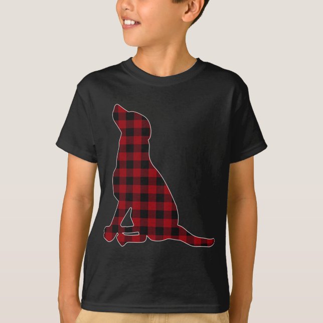 Red Black Plaid Black Lab Lover Matching Family Pa T-Shirt (Front)
