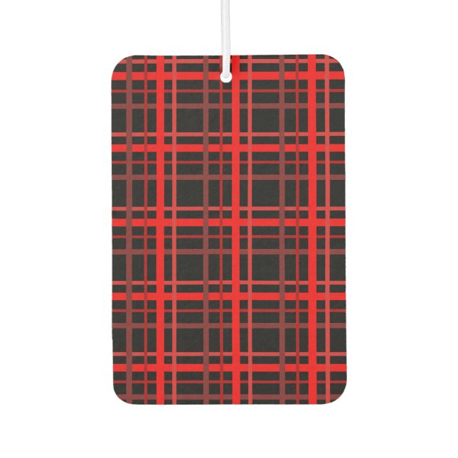 Red & Black Plaid Car Air Freshener (Front)