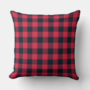 Red Black Plaid Chequered Pattern Cushion