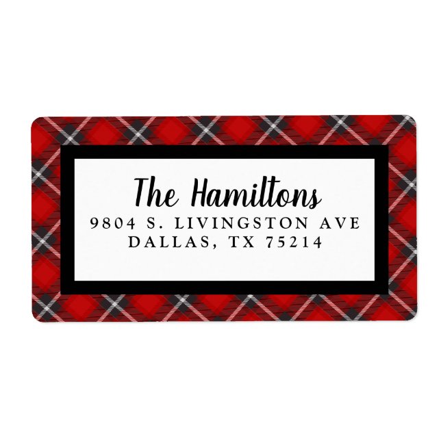 Red Black Plaid Christmas Return Address (Front)