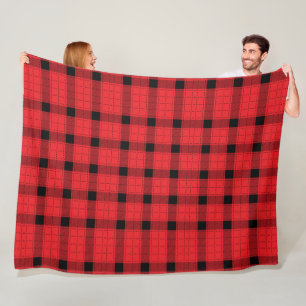 Red Black Plaid Minimalist Christmas  Fleece Blanket