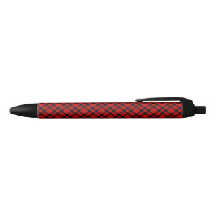 Red Black Plaid Pattern Ink Pen