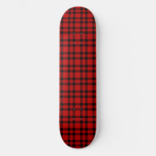 Red Black Plaid Pattern Skateboard